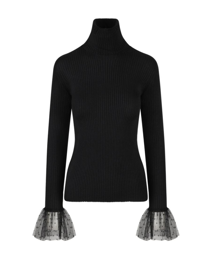 Red Valentino High-necked Sweater In Black