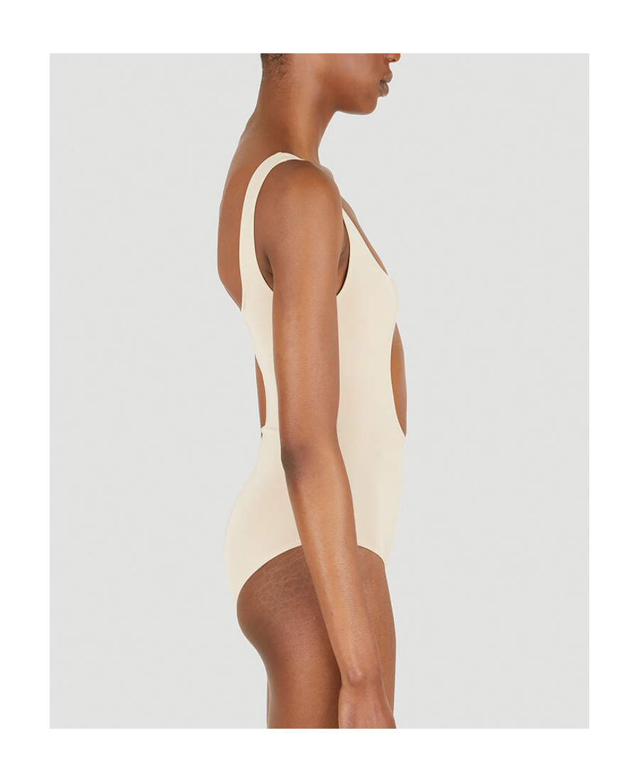 Courrèges Hollowed-out Elastic Leotard In Nude