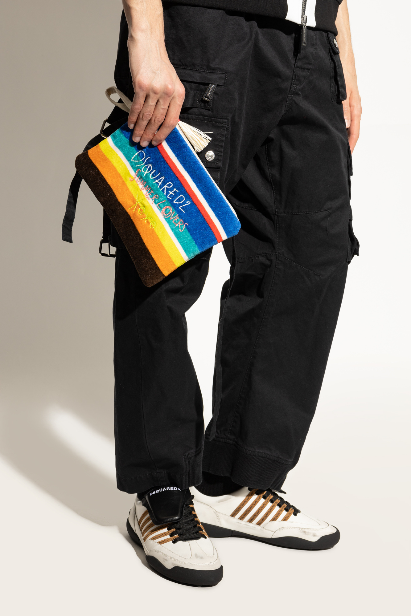 Dsquared2 Multicolor Striped Clutch In Multicolor