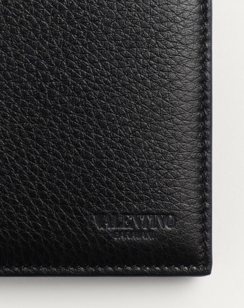 Valentino Black Leather Card Holder In Black