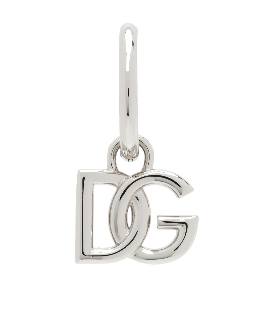 Dolce & Gabbana Silver Dg Logo Single Earring In White