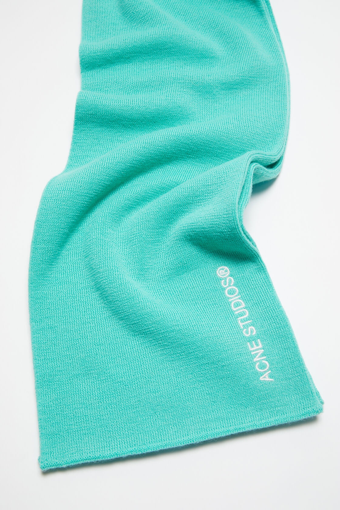 Shop Acne Studios Embroidered Wool Scarf In Green