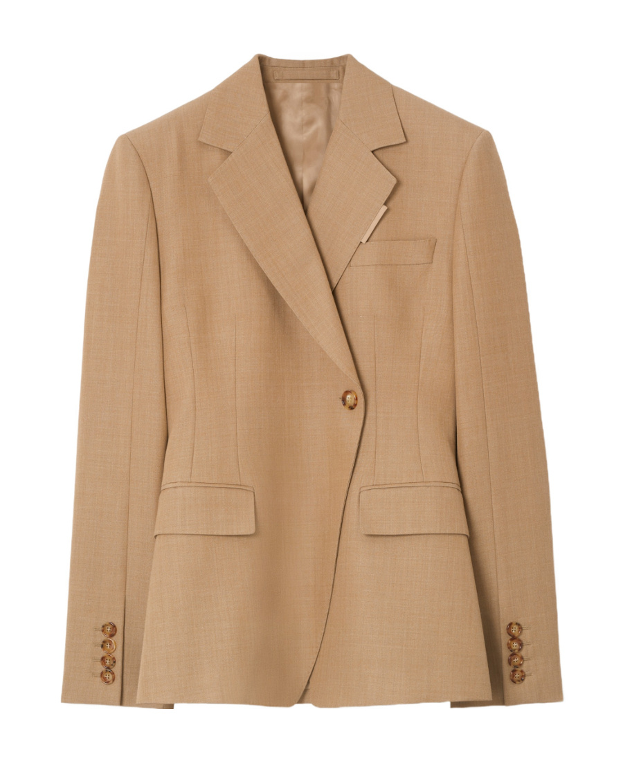 Burberry Single-breasted Wool Blazer In Brown