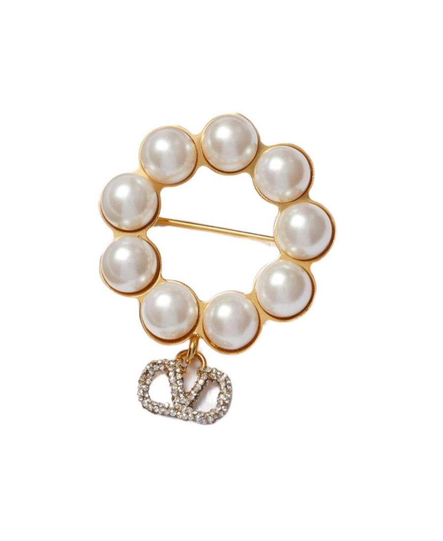 Valentino Vlogo Signature Crystal Brooch In Yellow