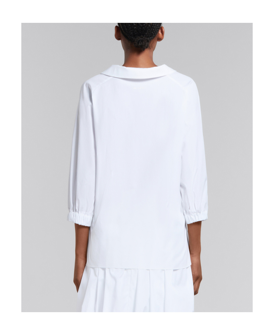 Marni V-neck Cotton Blouse In White