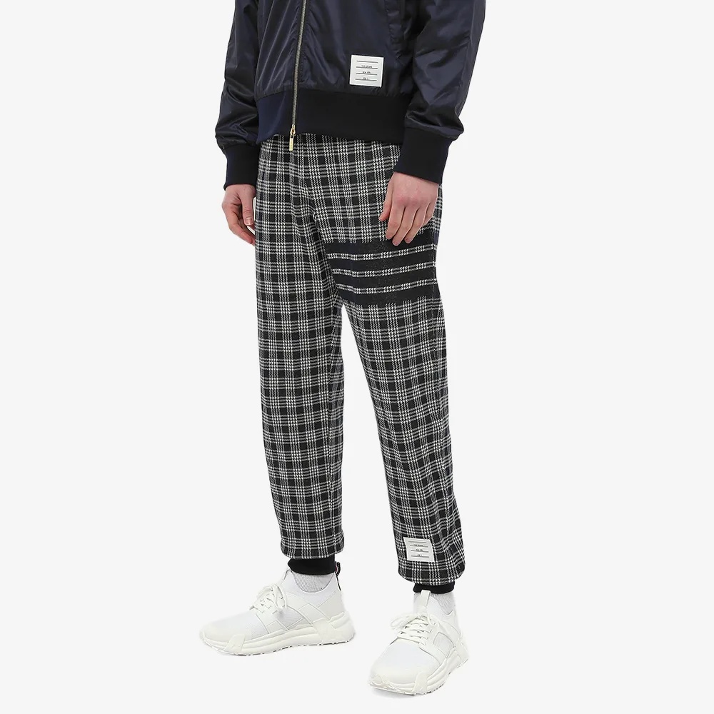 Thom Browne Check-pattern Track Pants In Gray