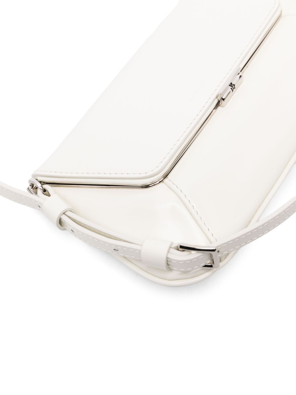Amina Muaddi Women Black Leather Ami Shoulder Bag In White