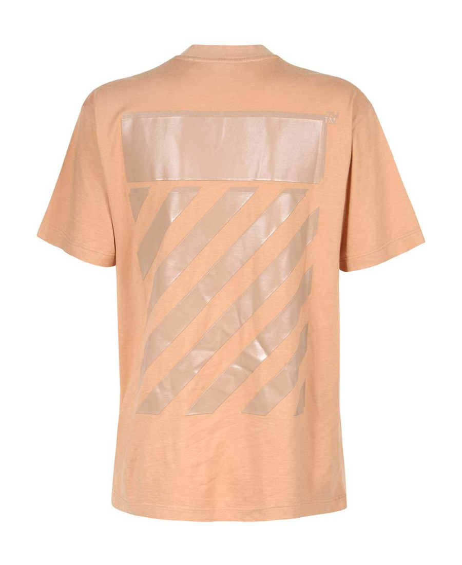 Off-white T-shirt With Round Neck And Short Sleeves In Pink