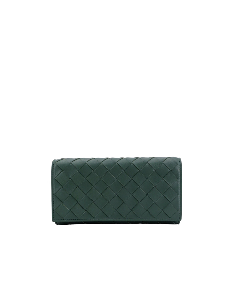 Bottega Veneta Continental Intrecciato Leather Wallet In Green