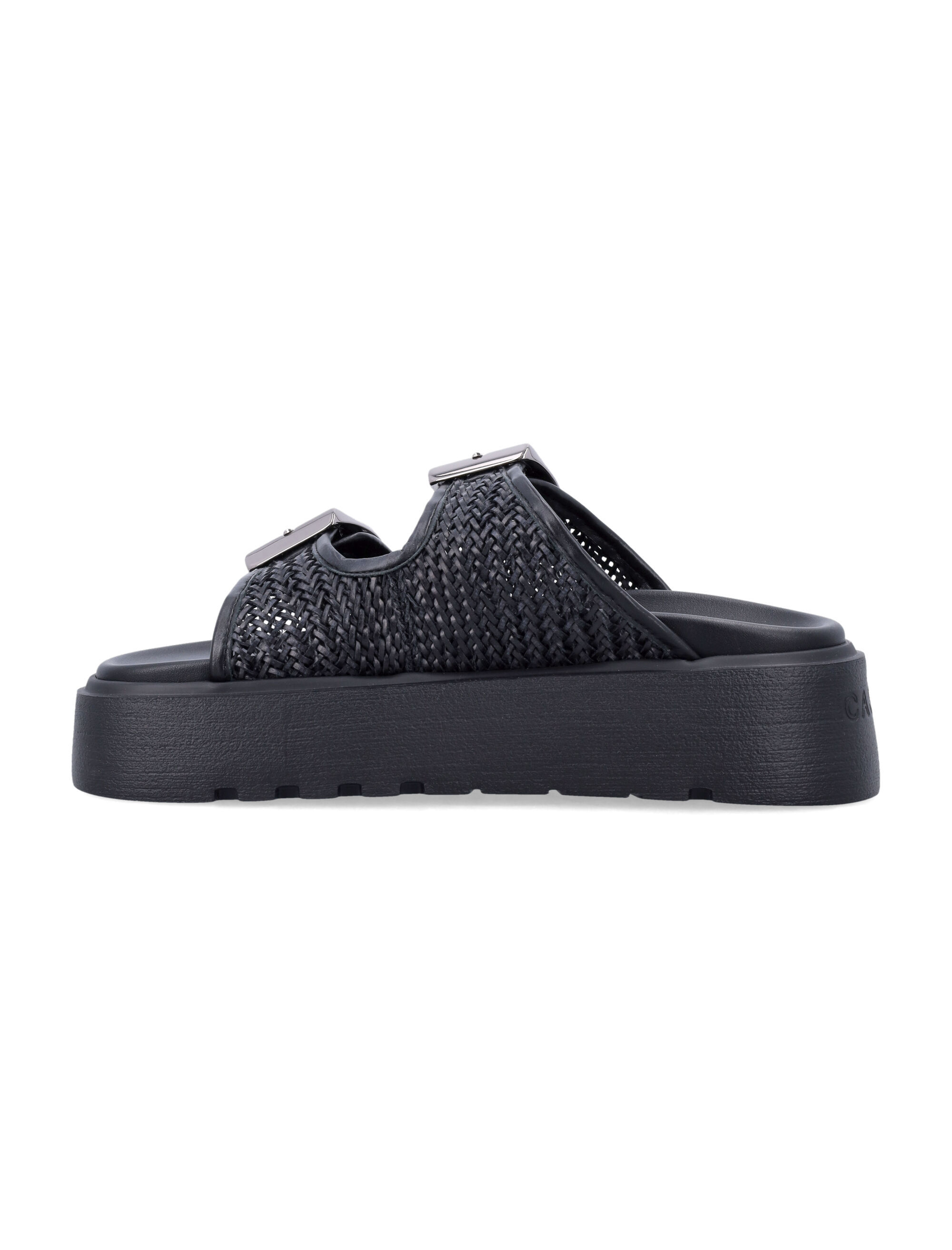 Casadei Backless Platform Sandal Textured Sole In Black