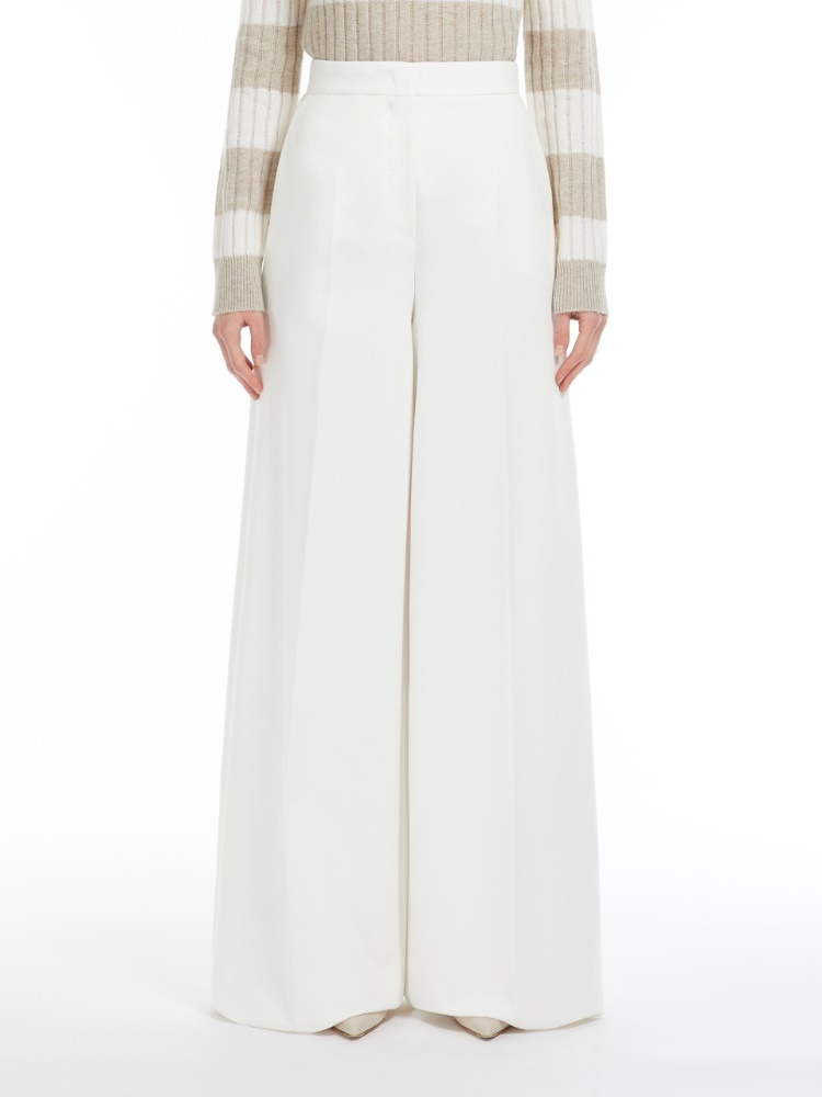 Shop Max Mara Compact Jersey Trousers In White