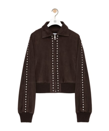 Loewe Bomber Jacket In Suede Lambskin In Brown