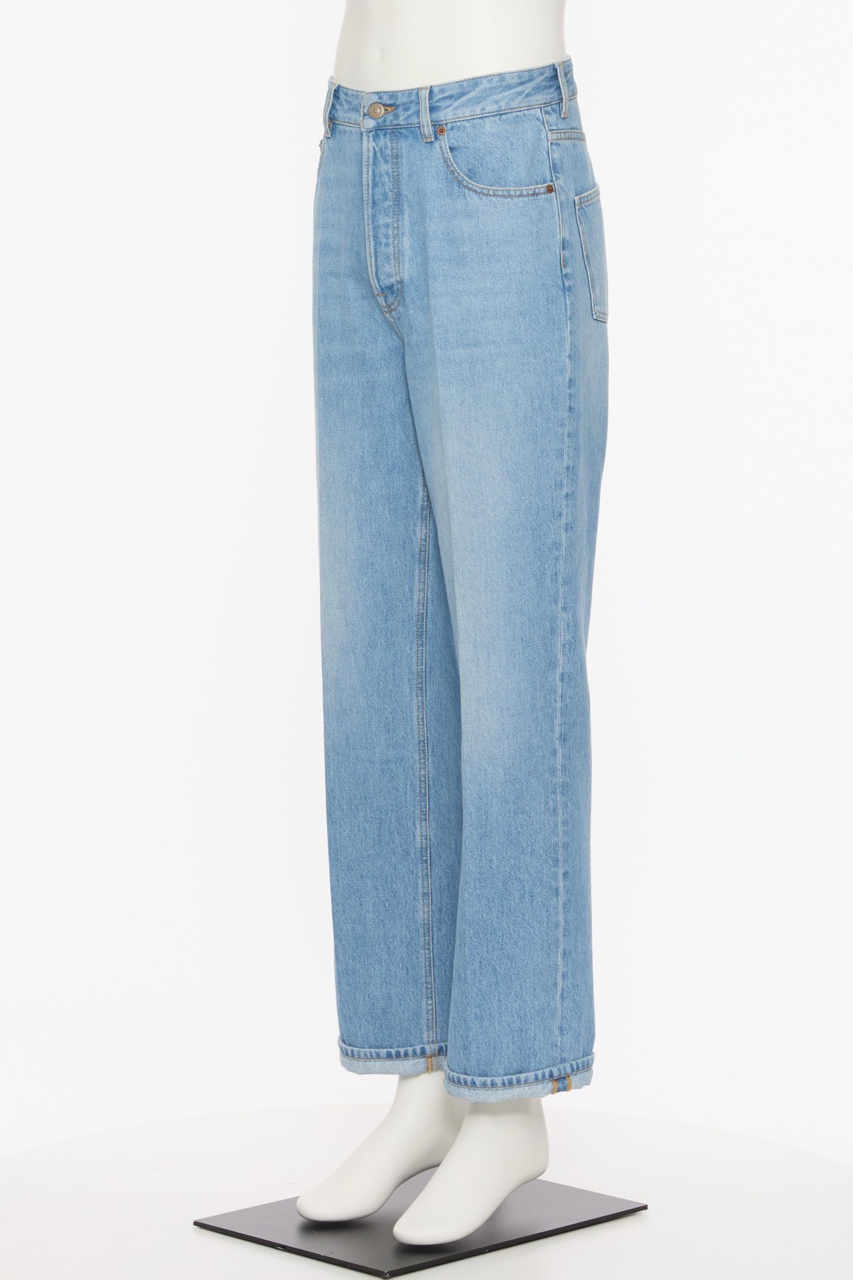 Valentino Belt Loop Denim Trousers In Blue