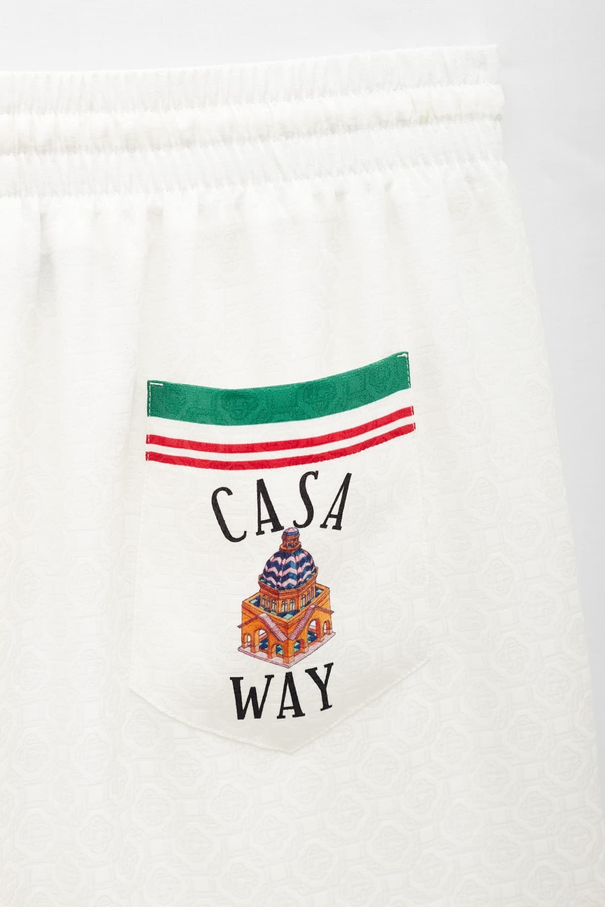 Casablanca Mens Casa Way Graphic-print Drawstring Silk Shorts In White