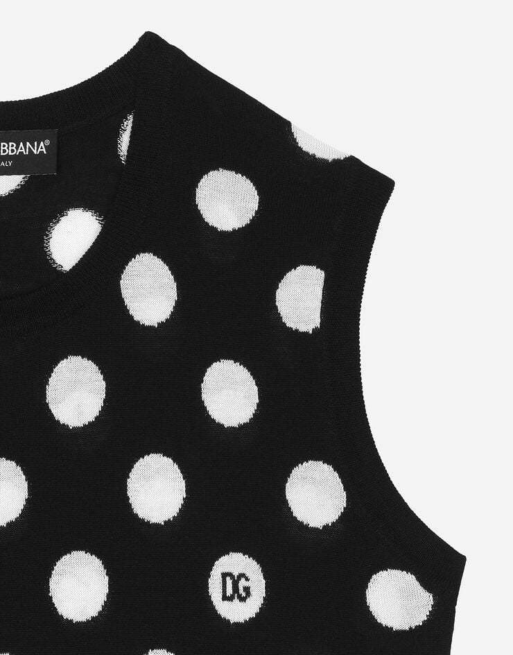 Dolce & Gabbana Polka Dot Wool-blend Sweater Vest In Black