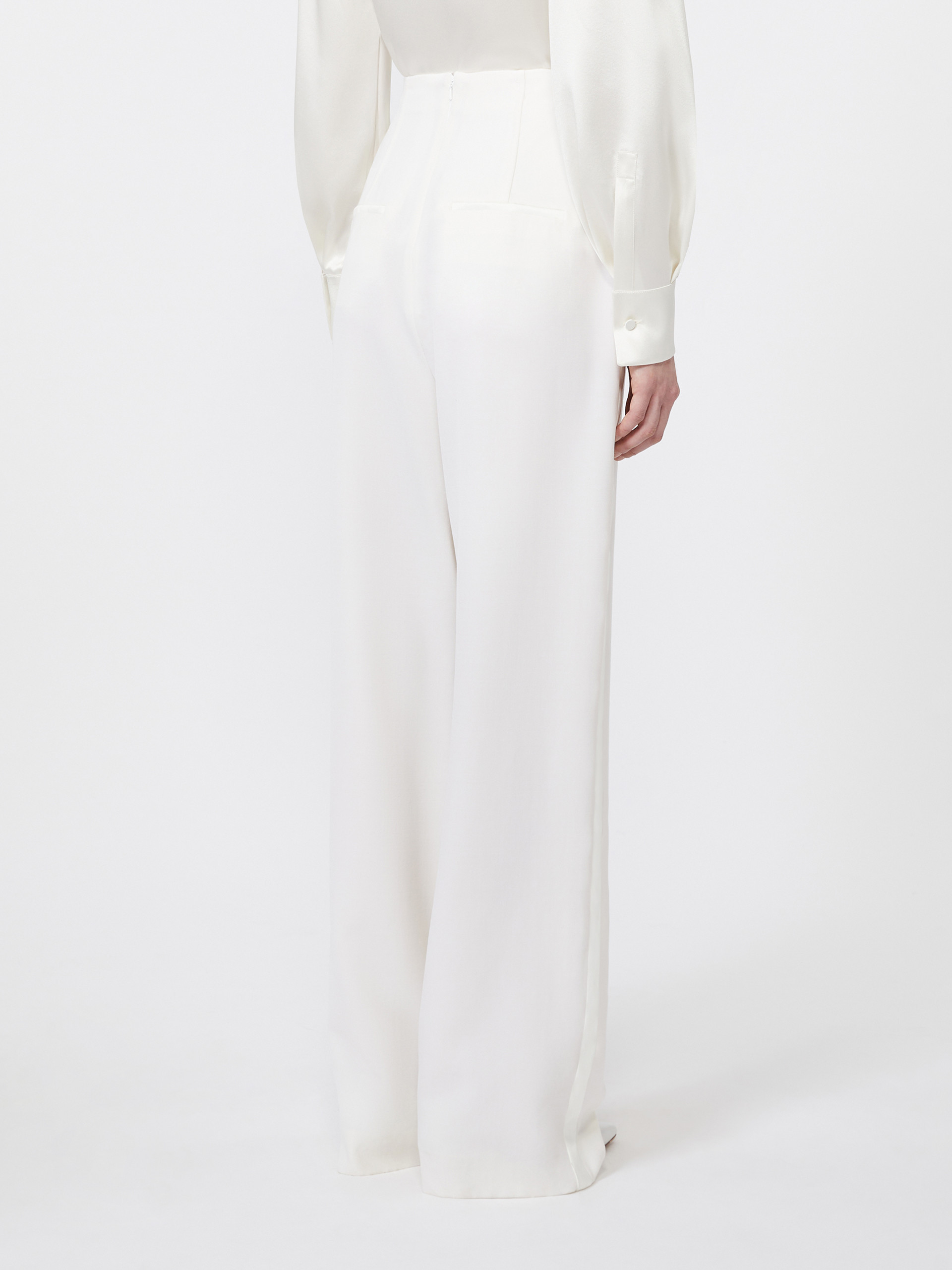 Max Mara High-waisted Wool Trousers In White