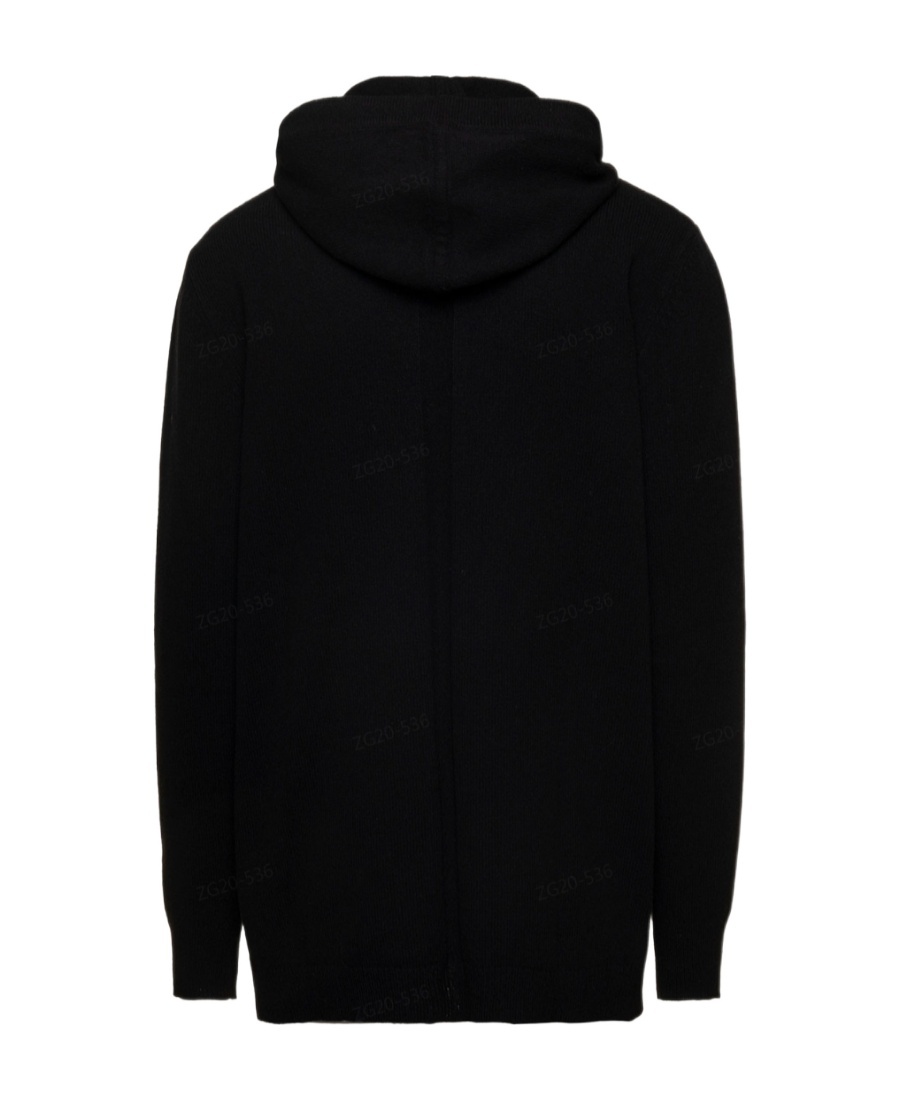 Rick Owens Cashmere Knitted Longline Hoodie In Black