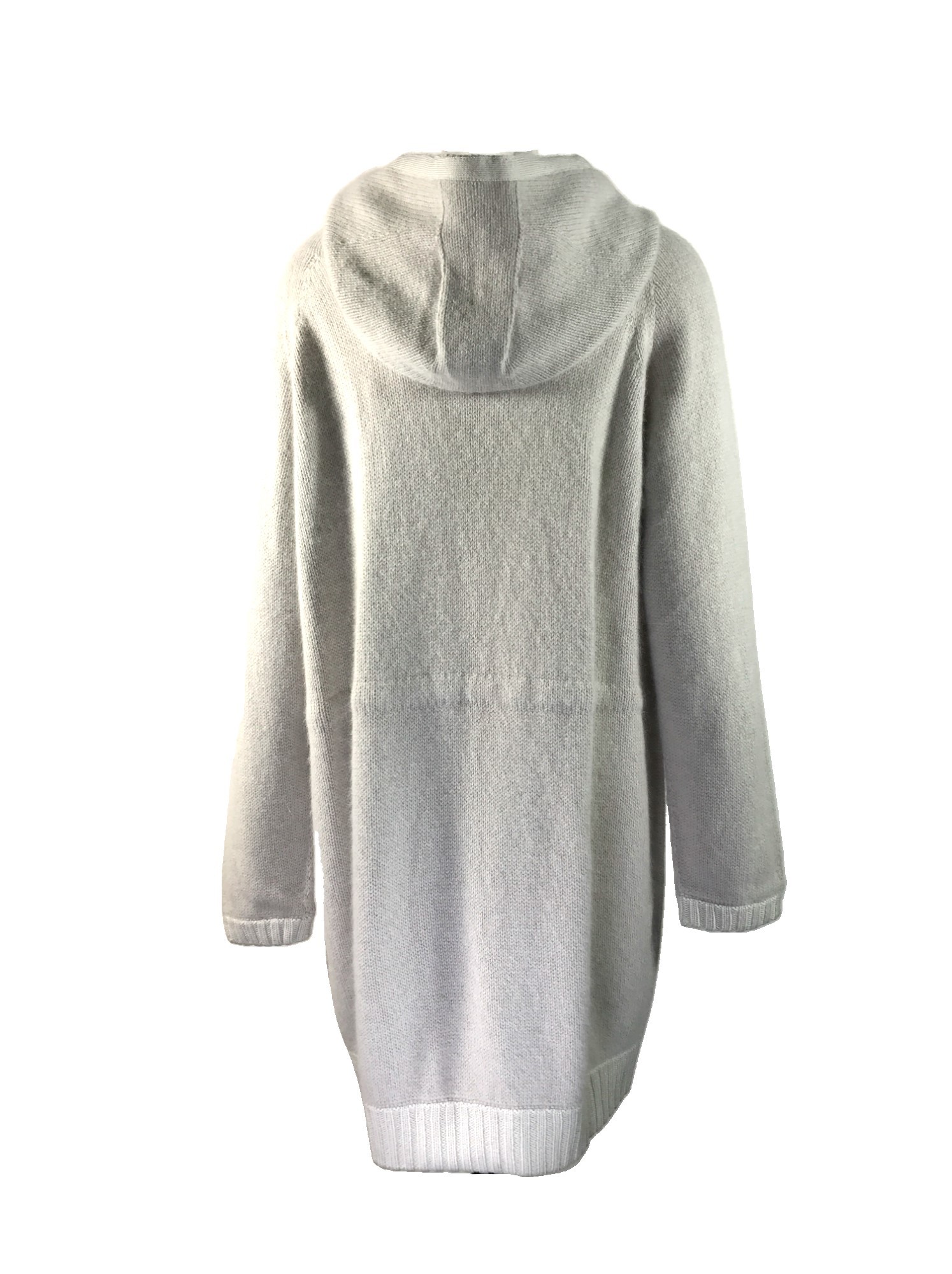 Max Mara Long Sleeved Hooded Knitted Cardigan In Gray