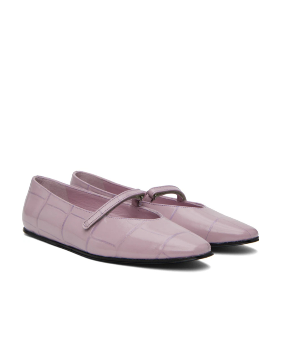BY FAR CROCODILE EMBOSSED BALLET SHOES