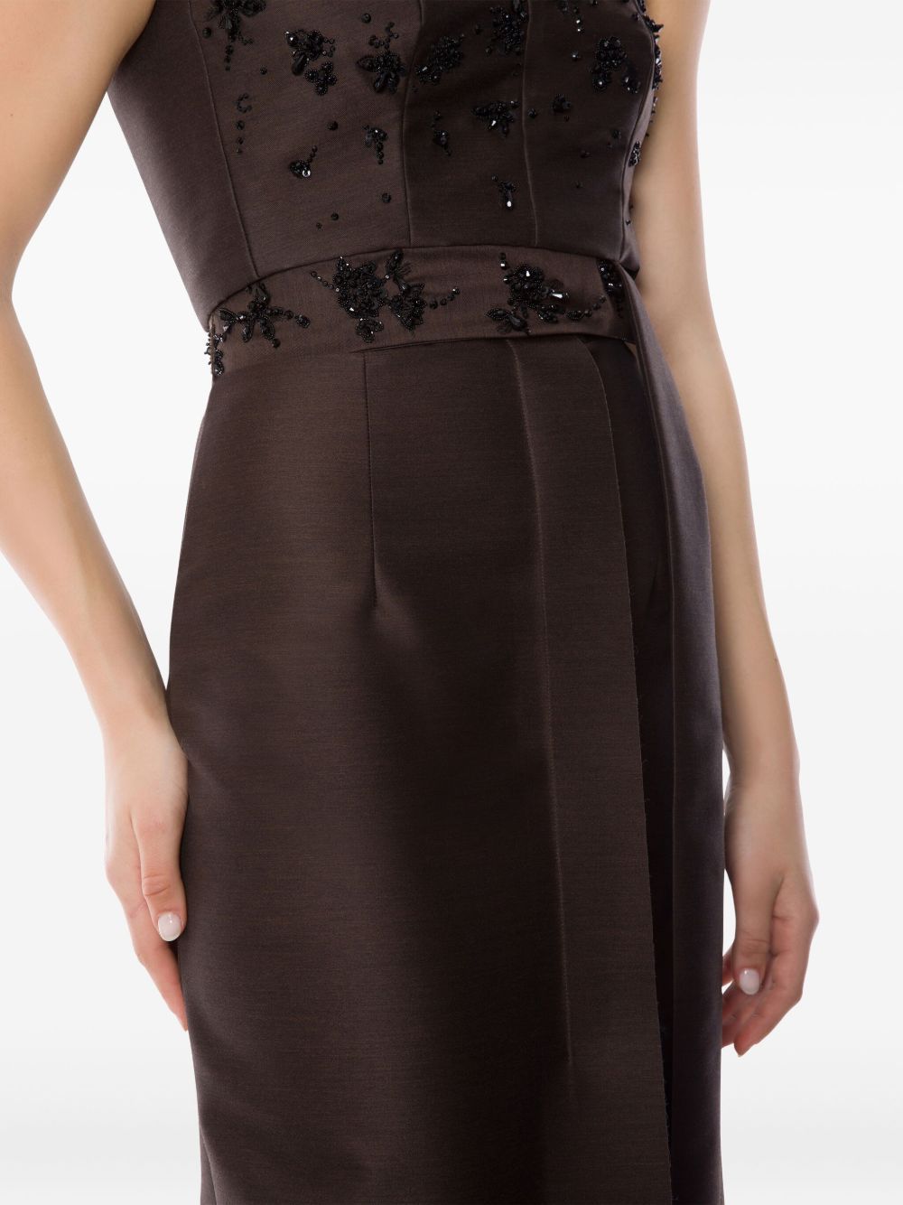 Alberta Ferretti Embroidered Wool Silk Wide Leg Trousers In Animal Print
