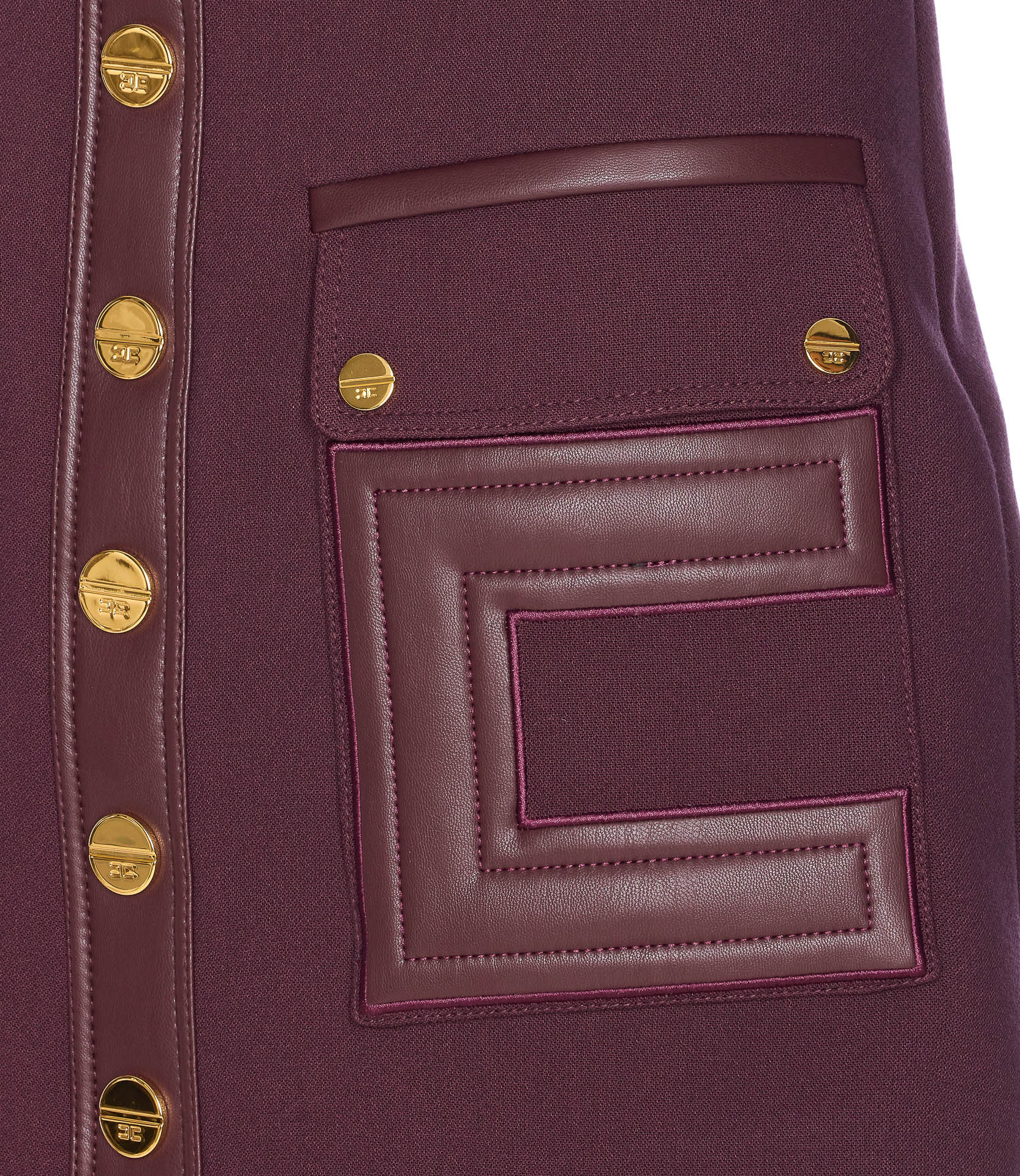 Elisabetta Franchi High Waist Skirt Logo Buttons In Burgundy