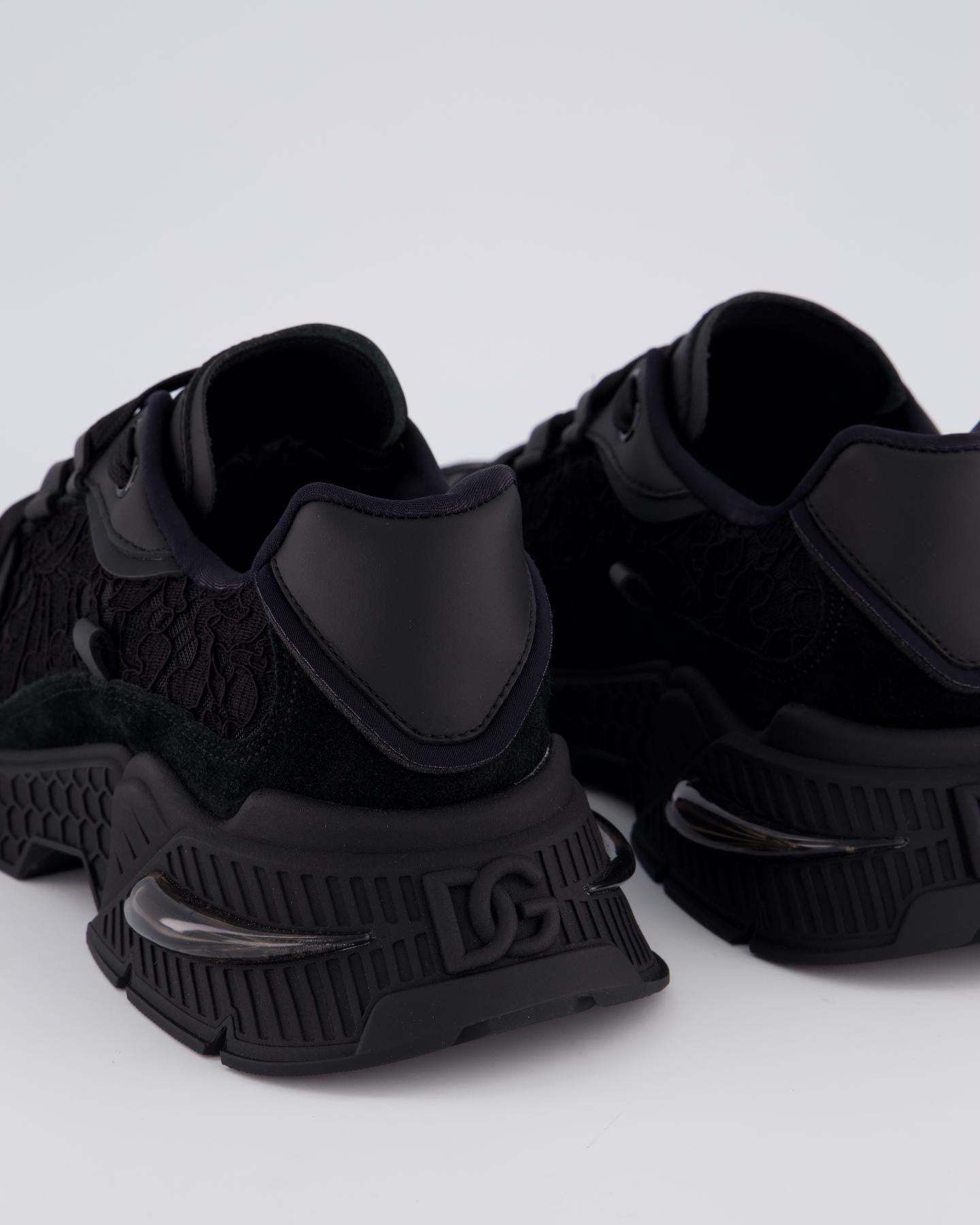 Dolce & Gabbana Iconic Monogram Mesh Paneled Sneakers In Black
