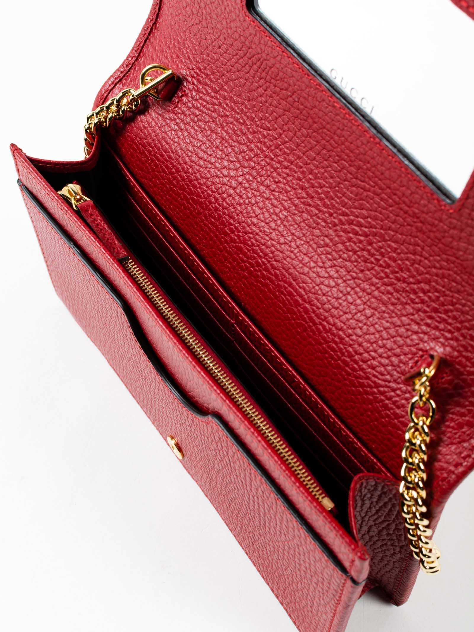 Gucci Gg Marmont Mini Chain Bag In Red