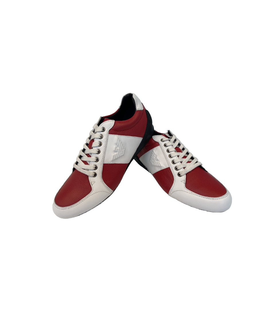 Emporio Armani Logo Details Casual Sports Shoes In Red