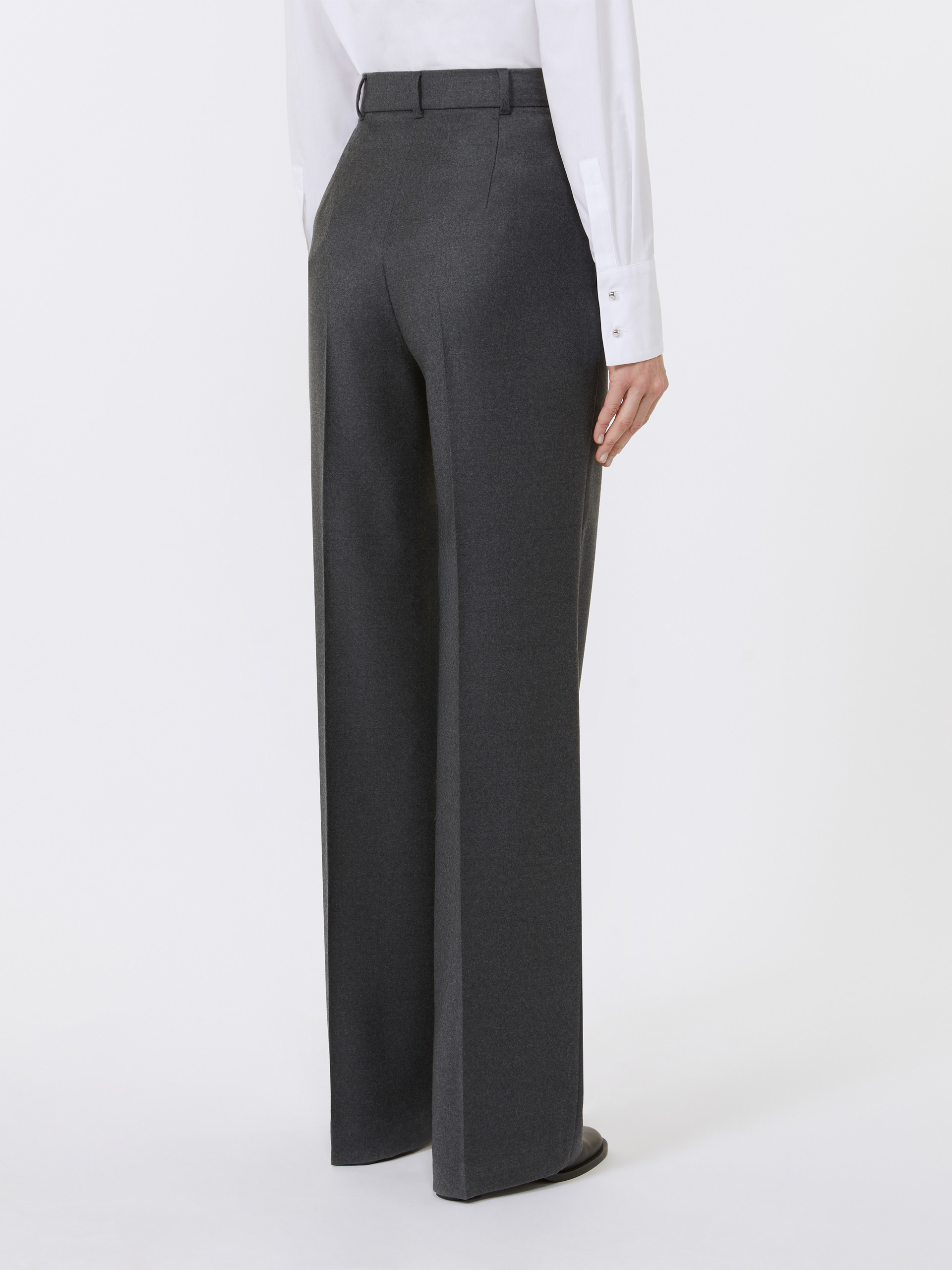 Max Mara Stretch Flannel Trousers In Gray