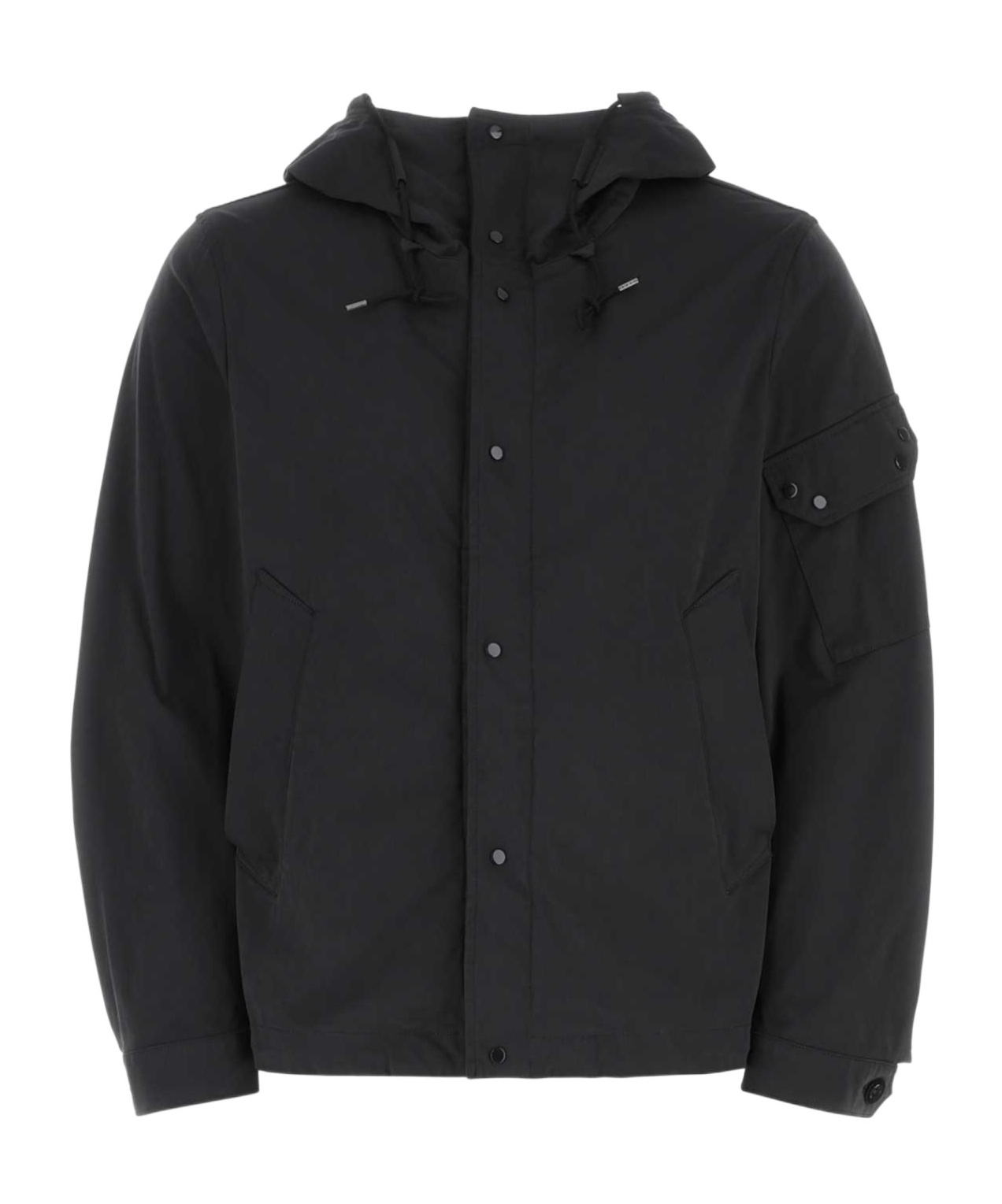 Ten C Long-sleeved Hooded Drawstring Jacket In Black