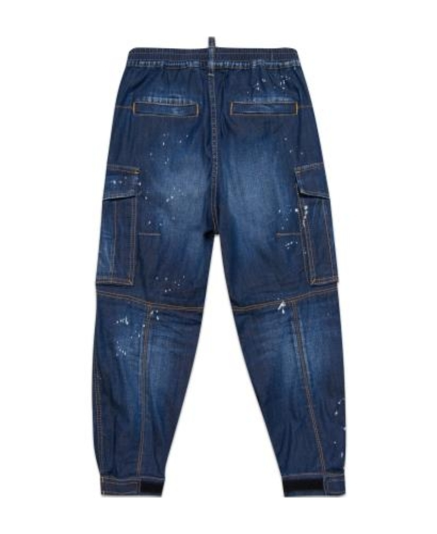 Dsquared2 Logo Stretch Waist Jeans In Blue