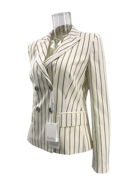 Max Mara Striped Suit Jacket In Gray