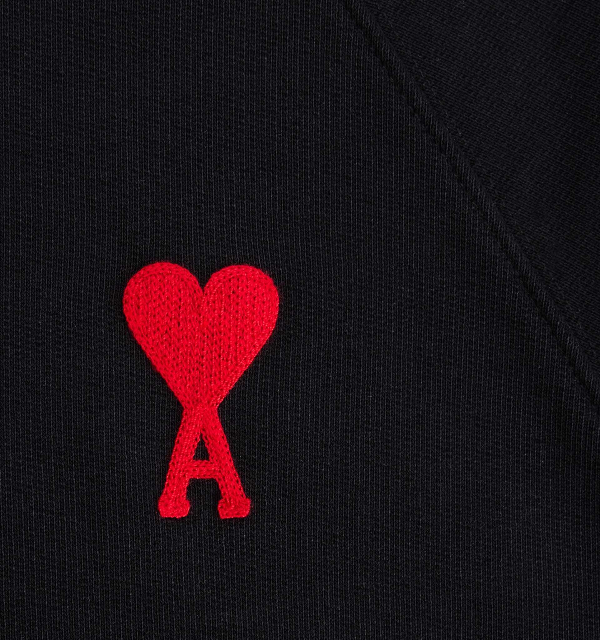 Ami Alexandre Mattiussi Ami Black Cotton Hoodie With Embroidered Logo And Functional Pockets In Black