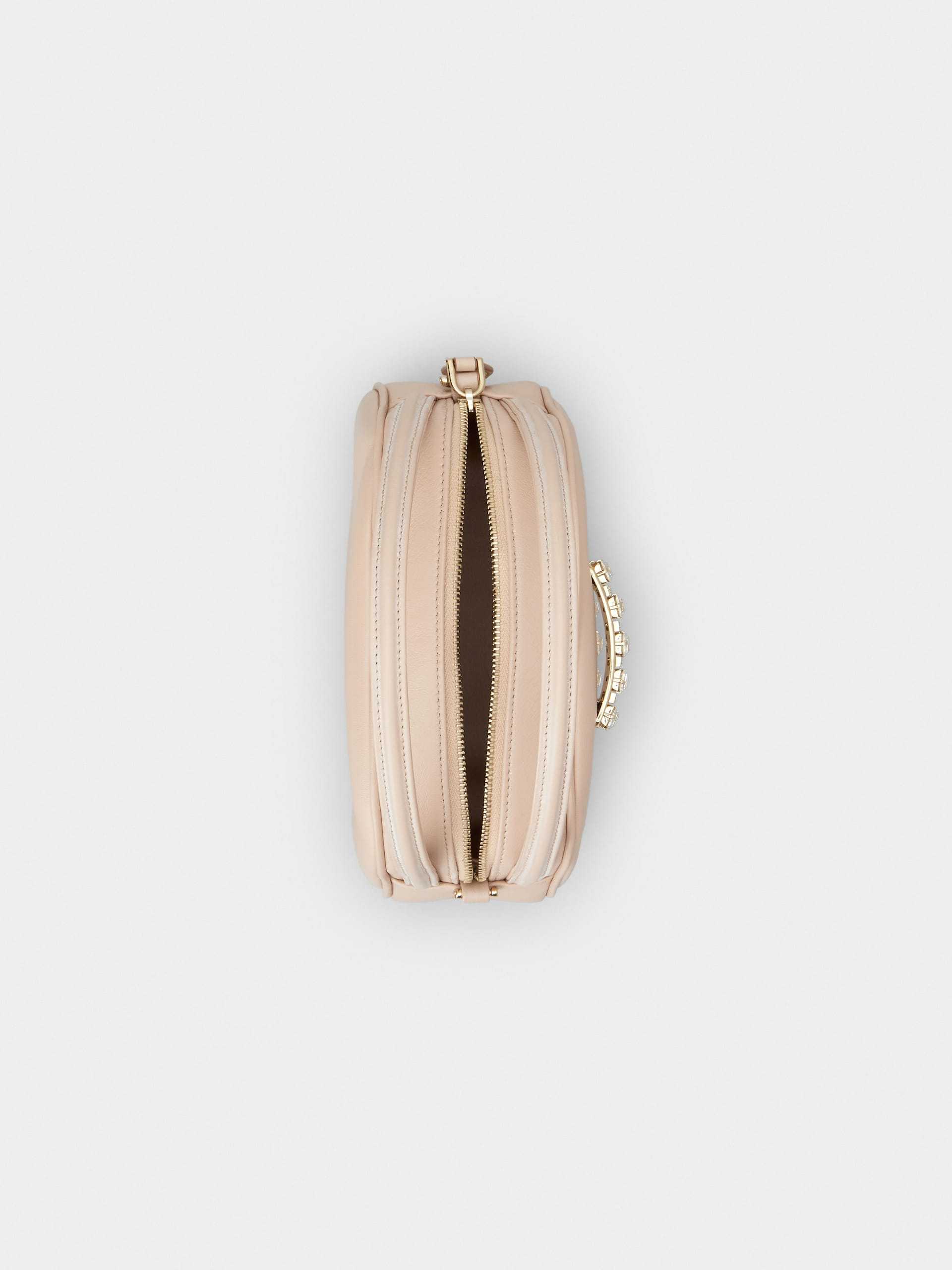 Roger Vivier Viv' Ladybug Strass Buckle Mini Bag In Leather In Nude