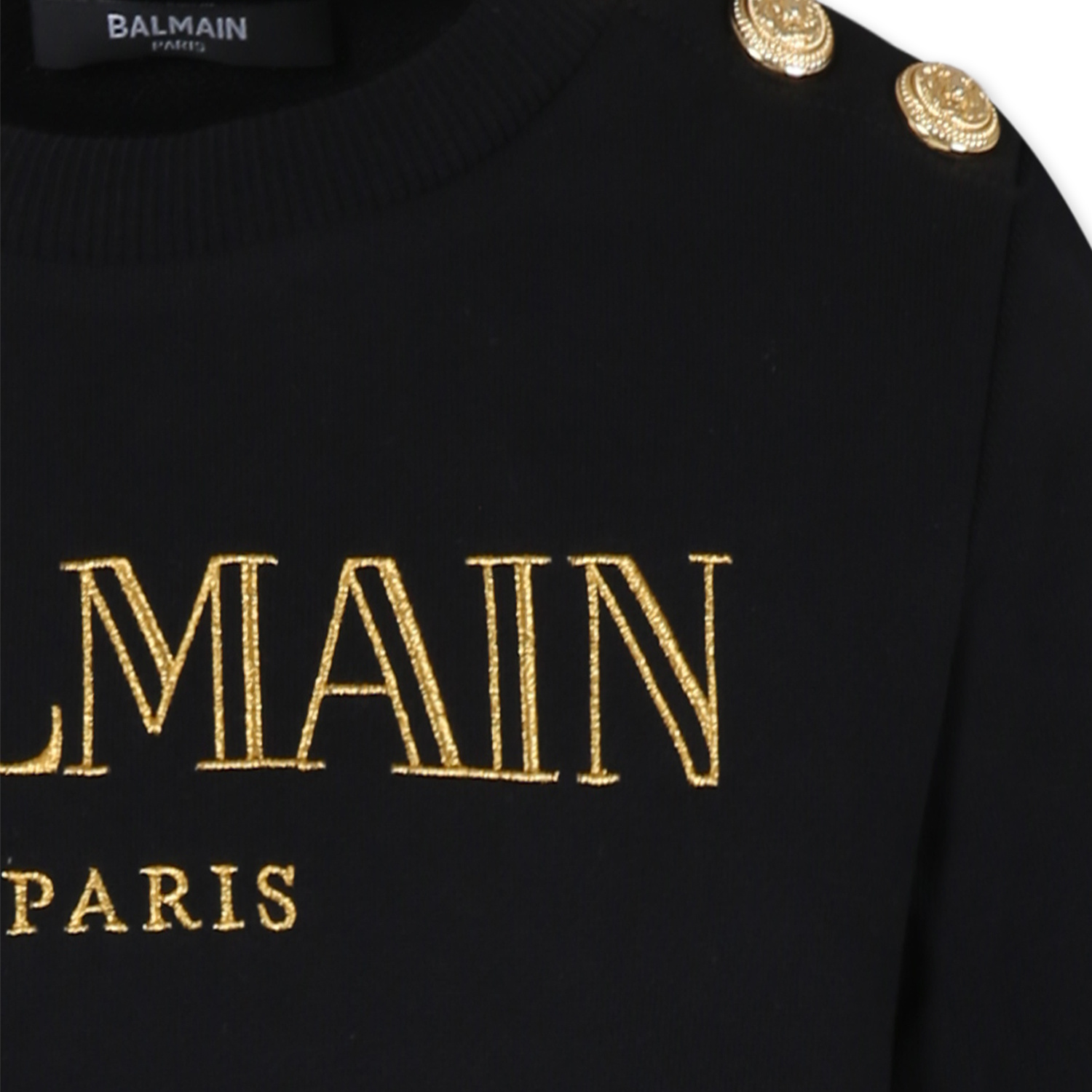 Balmain Embroidered-logo Cotton Sweatshirt In Black