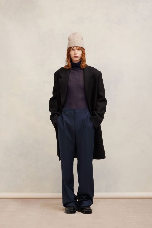 Shop Ami Alexandre Mattiussi Ami Paris Single-breasted Long Coat In Black
