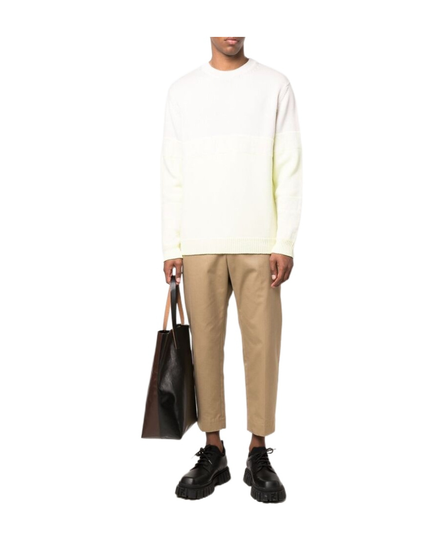 Fendi Ff-trim Wool Jumper In White