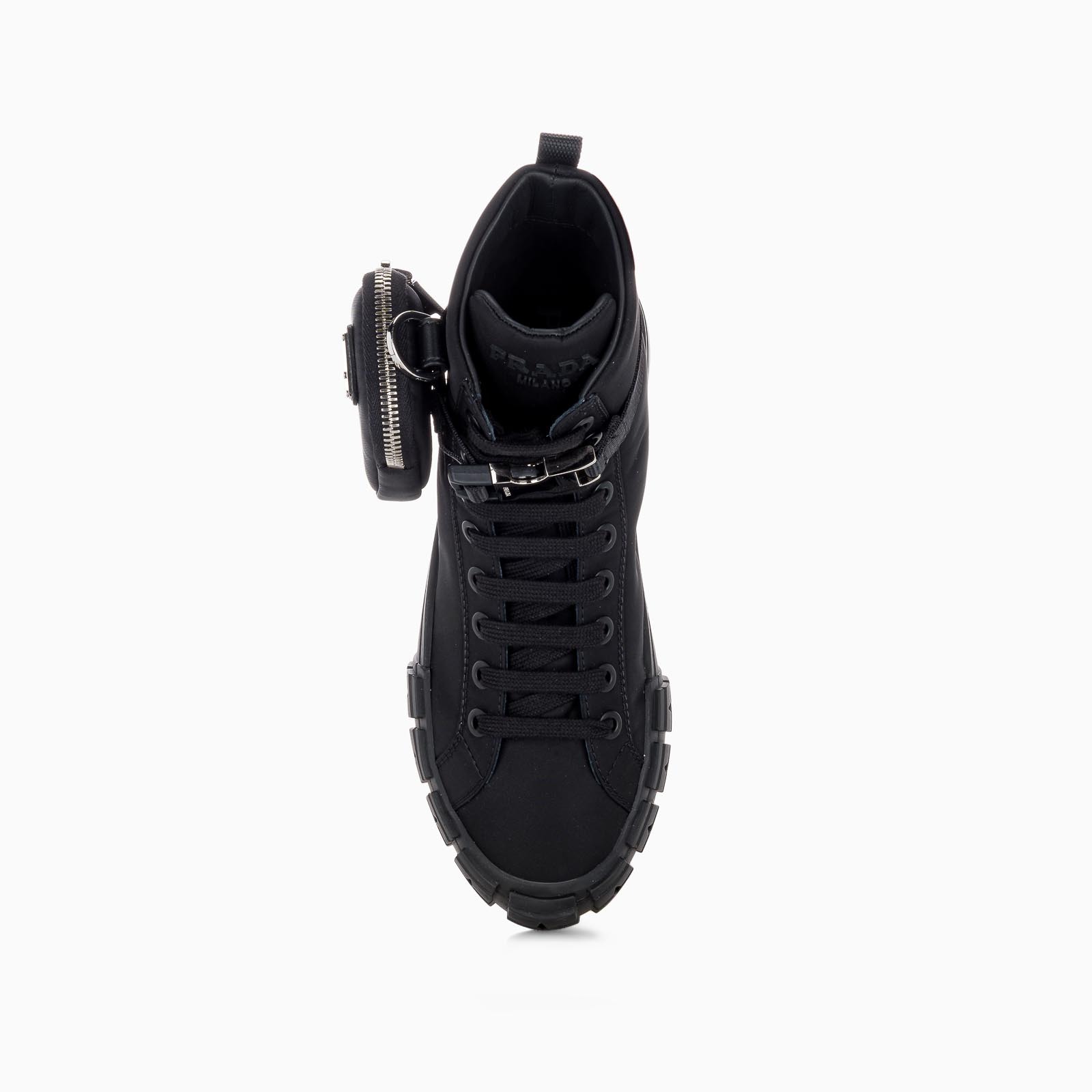 PRADA RE-NYLON POUCH DETAIL HIGH-TOP SNEAKERS