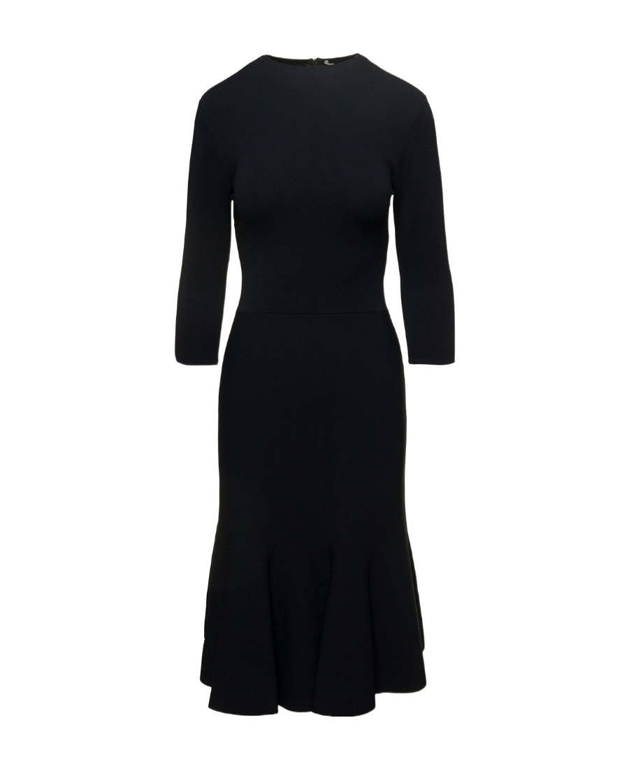 Shop Stella Mccartney Knitted Midi Flared Dress In Black