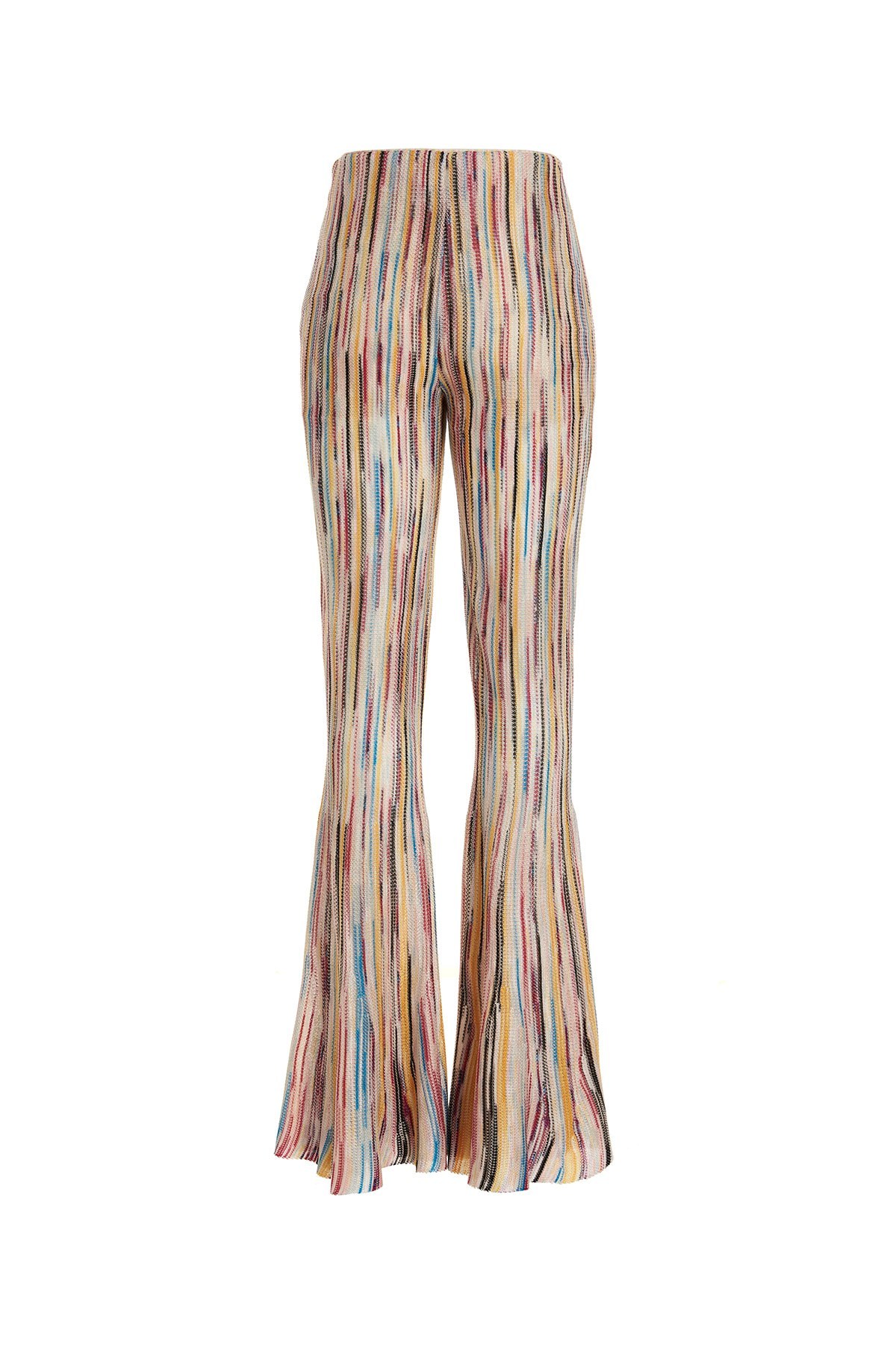Missoni Stripe-pattern Semi-sheer Flared Trousers In Nude