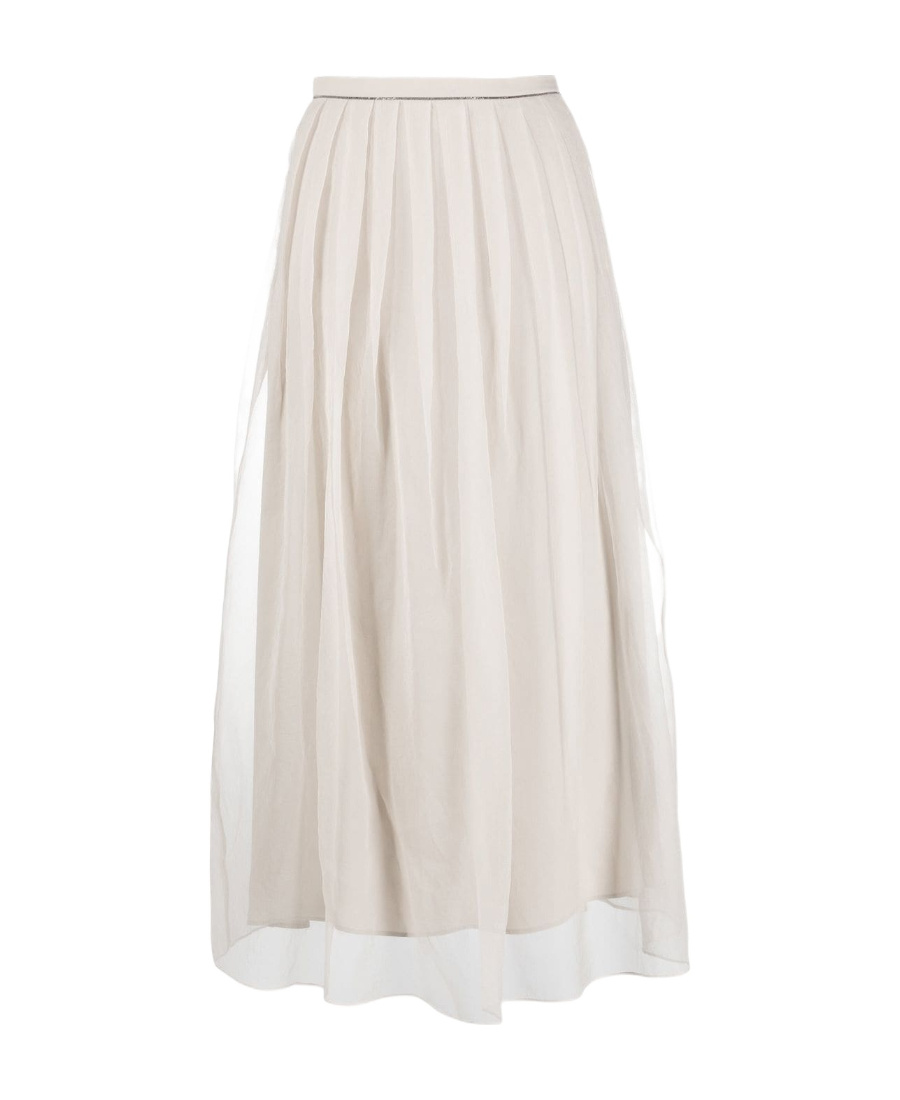 Brunello Cucinelli Sheer-layered Maxi Skirt In Nude