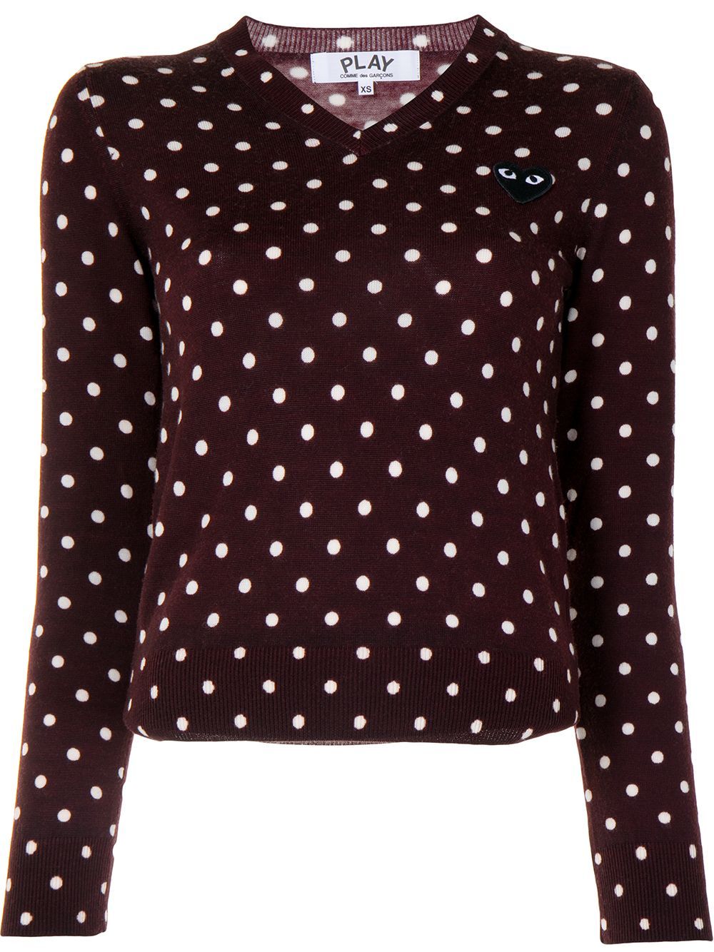 Comme Des Garçons Play Polka Dot-print V-neck Jumper In Black