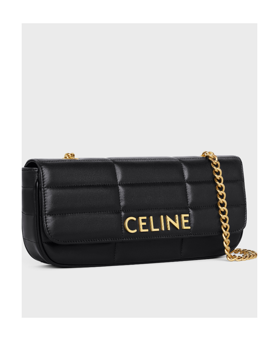 Celine Matelasse Monochrome Leather Shoulder Bag In Black