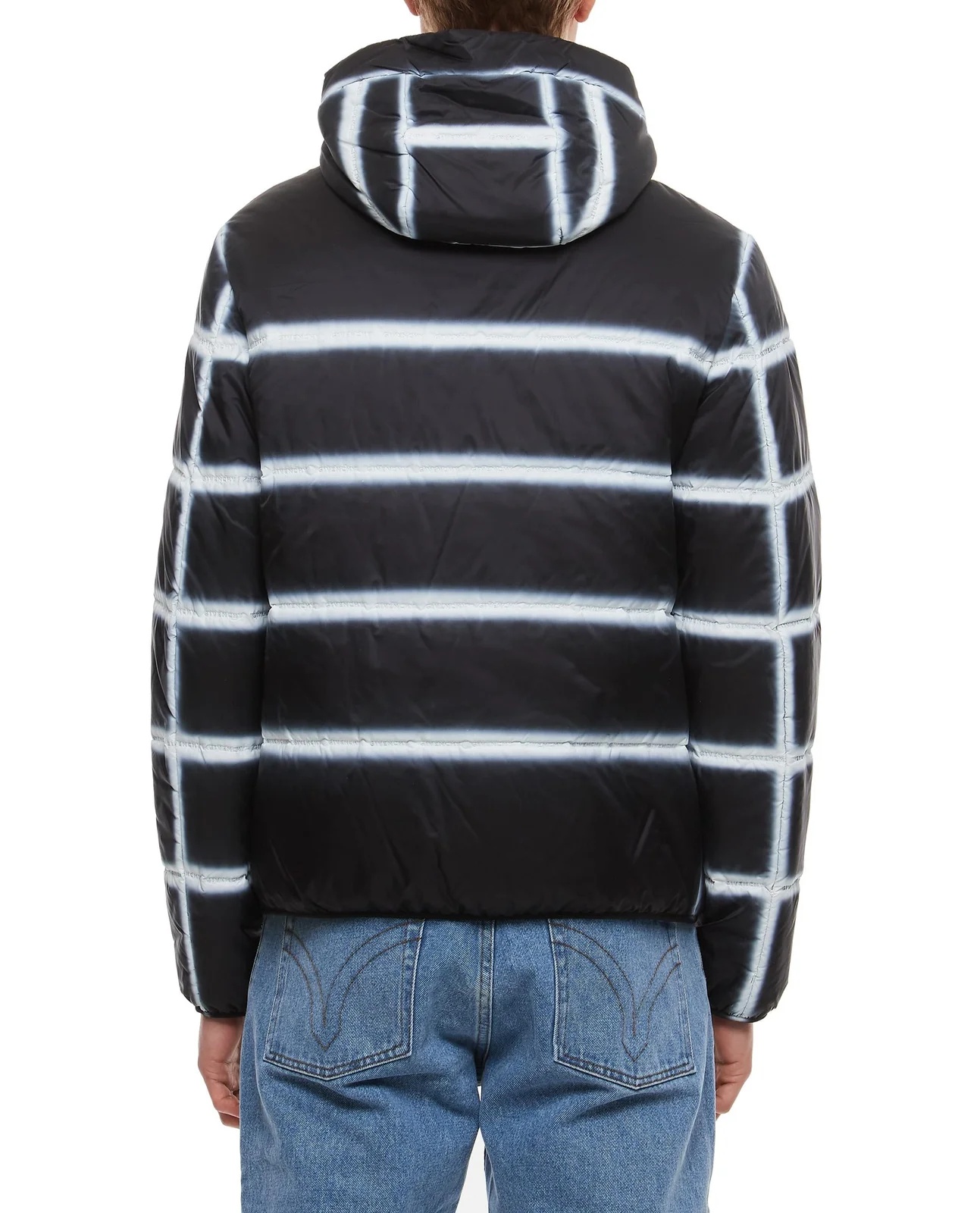 Givenchy Hooded Stripe-pattern Jacket In Black