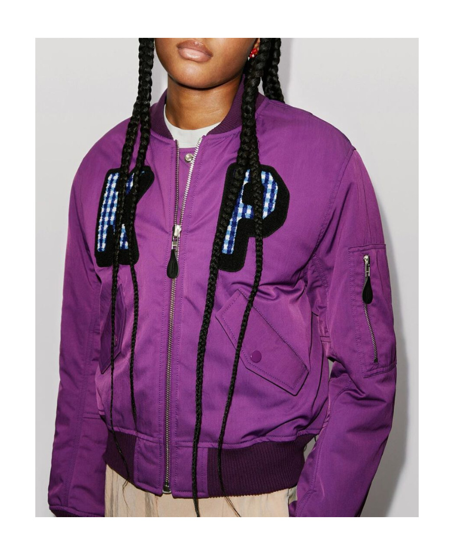 Kenzo Logo-patch Bomber Jacket In Purple