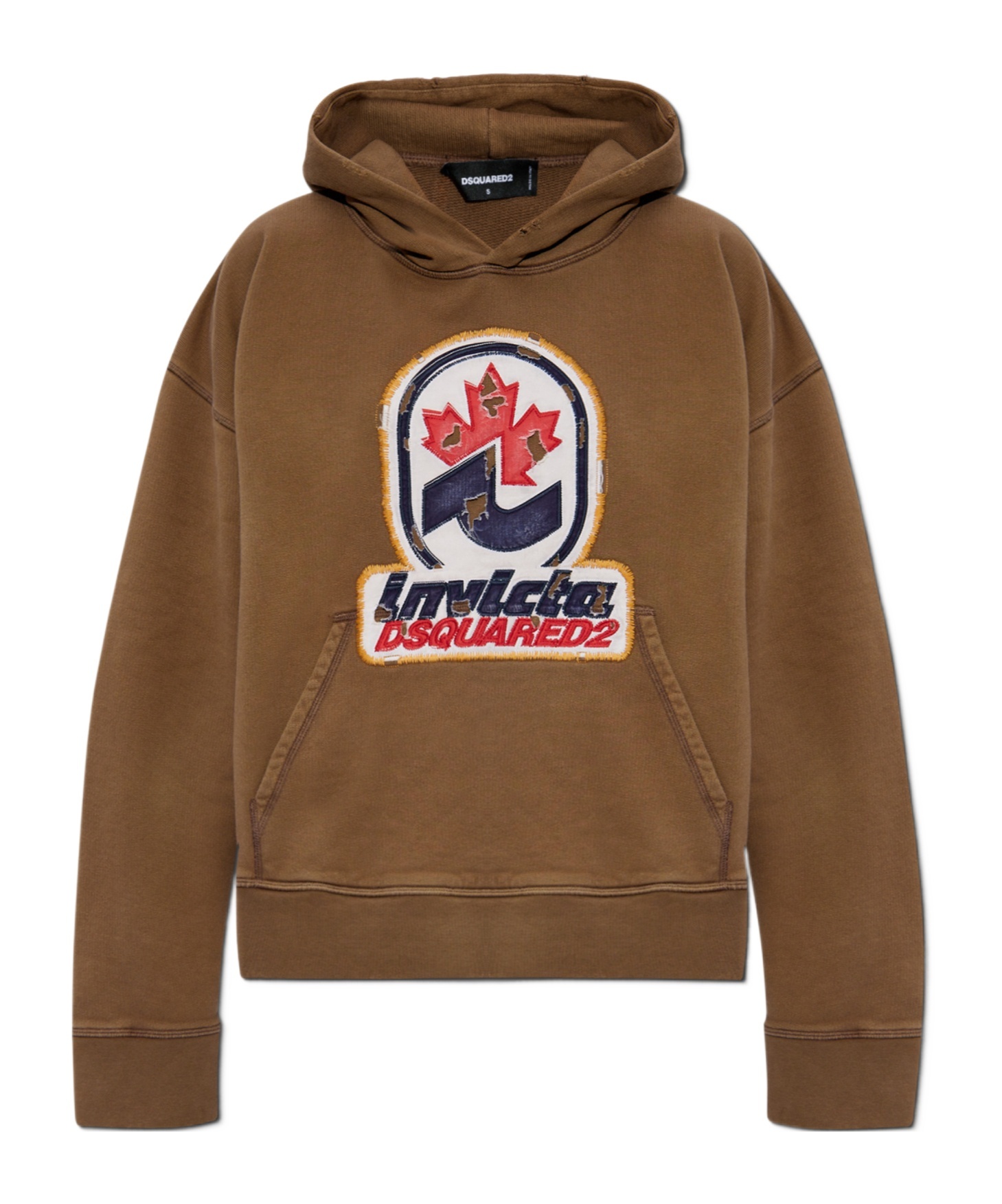 Dsquared2 Logo-patch Hoodie In Brown
