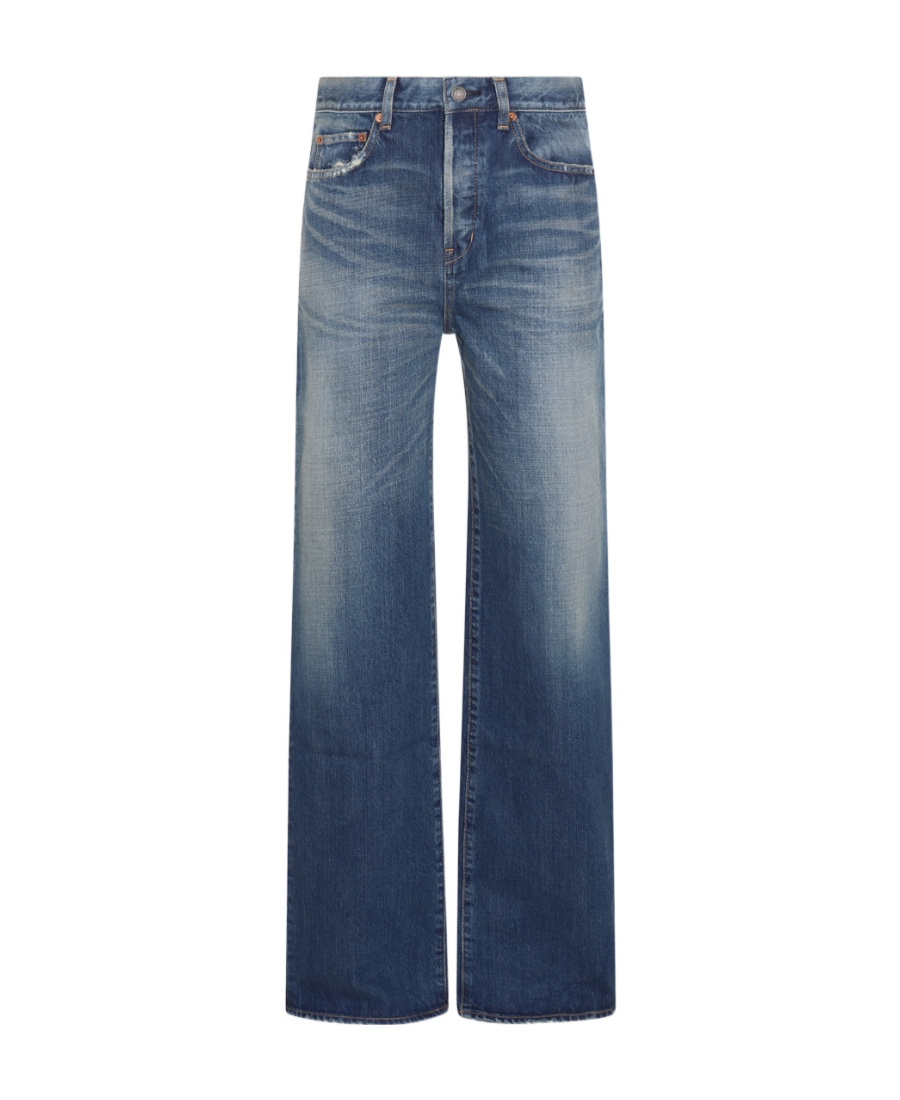 Saint Laurent High-waisted Bootcut Jeans In Blue