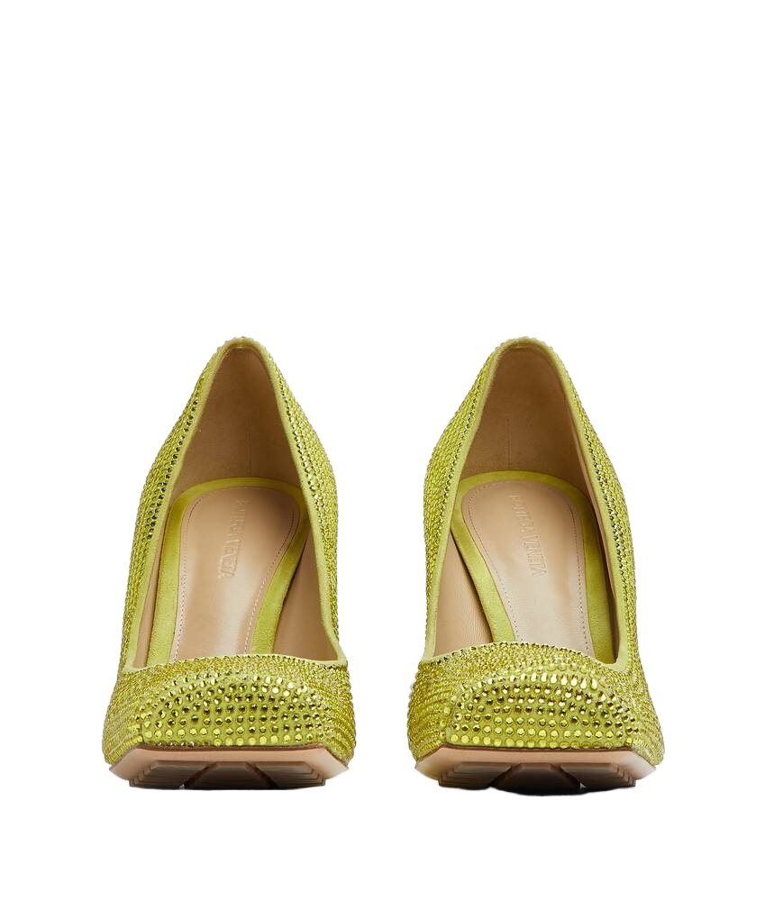 Bottega Veneta Gem-embellished Square-toe Pumps In Green