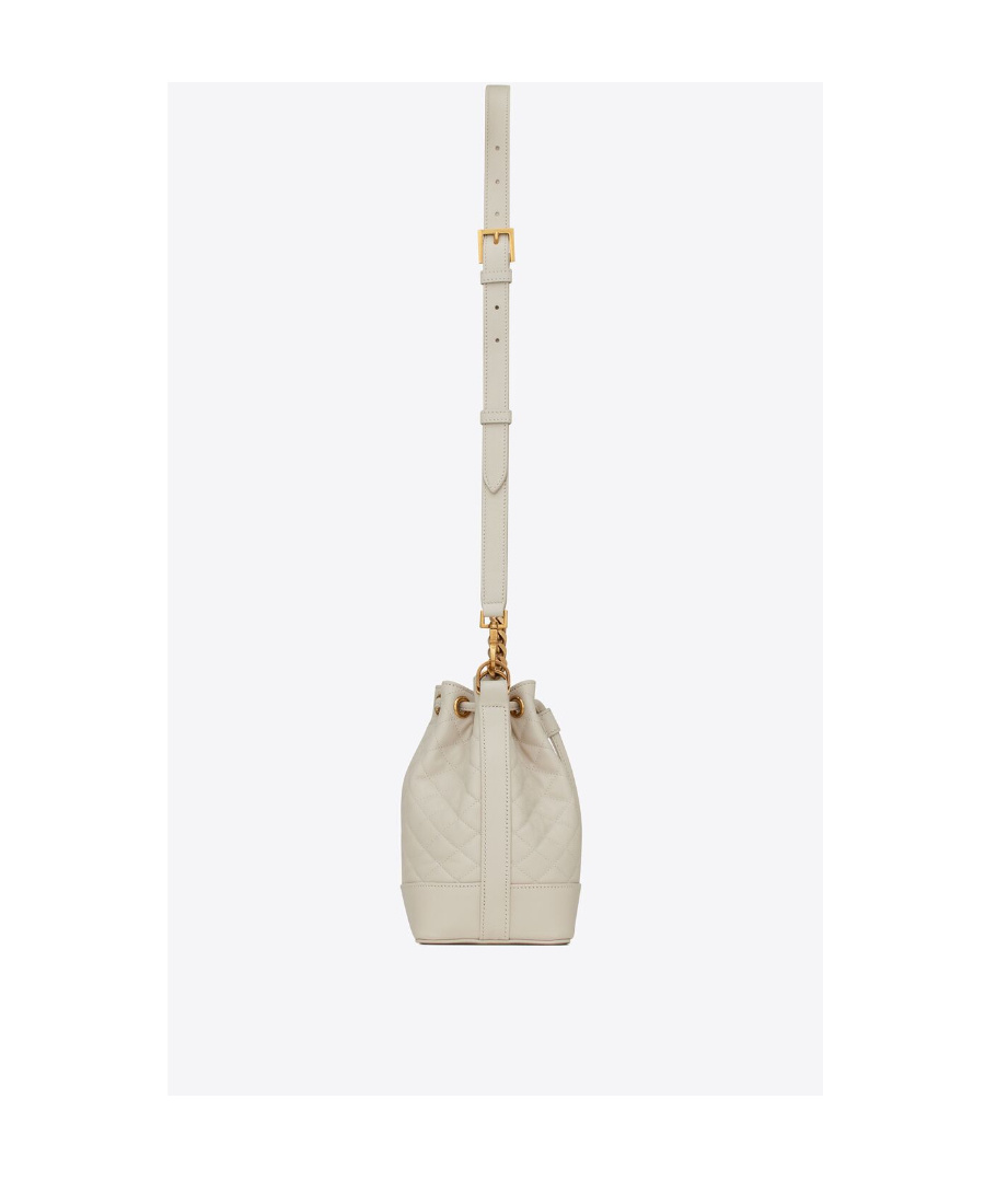 Saint Laurent Emmanuelle Small Bucket Bag In Quilted Lambskin In Nude