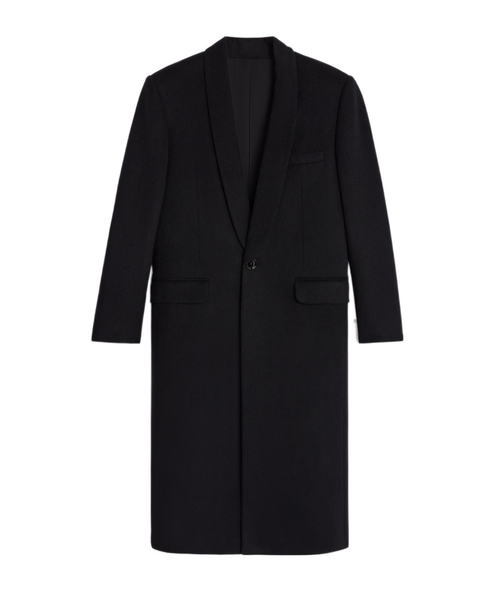 Celine Wool Long-sleeved Coat In Black